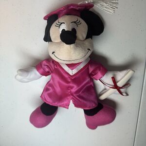 Disney Minnie Mouse Mini Plush Minnie Graduation Pink Cap & Gown Diploma P3
